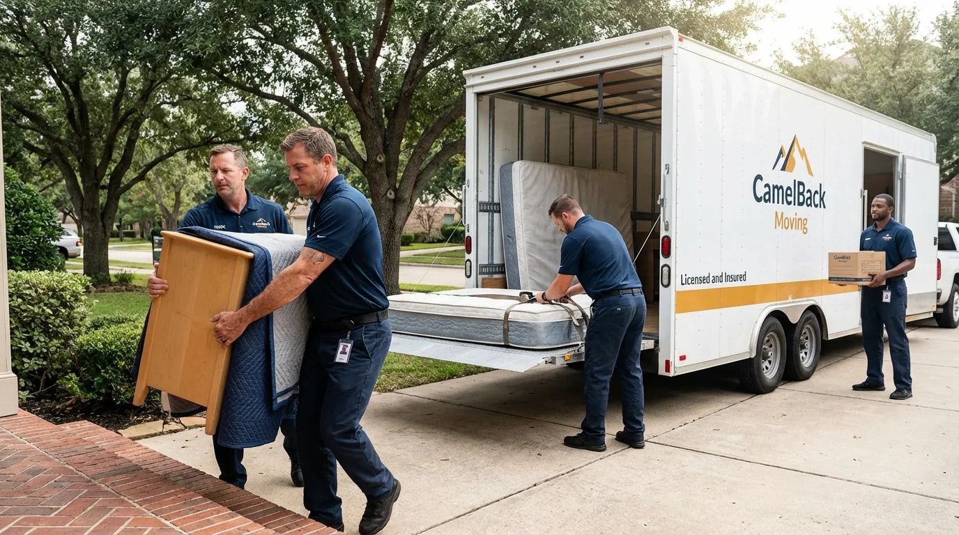 Crew loading residential truck for cross-state move from Castleton, VT